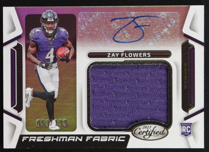 Zay Flowers 2023 Certified Freshman Fabric Mirror Signatures #4 RC #053/199 authentic-signatures