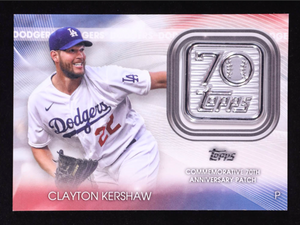 Clayton Kershaw 2021 Topps Series One 70th Anniversary Logo Patch #7OLP-CK authentic-signatures