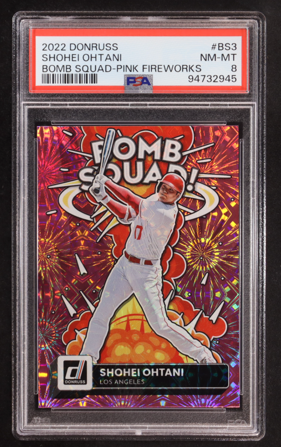 Shohei Ohtani 2022 Donruss Bomb Squad Pink Fireworks #3 (PSA 8) authentic-signatures