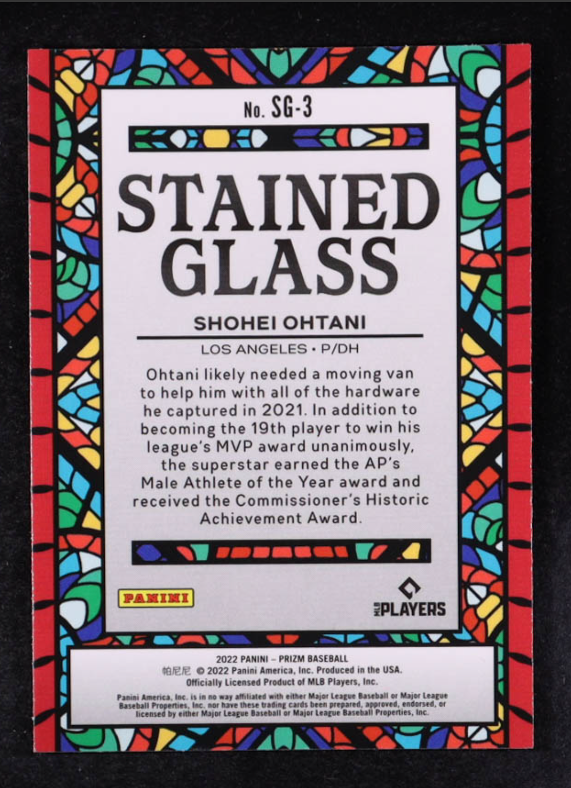 Shohei Ohtani 2022 Panini Prizm Stained Glass #3 authentic-signatures