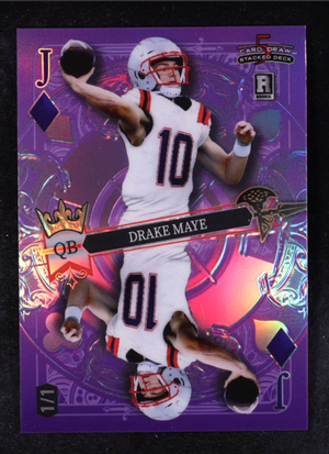 Drake Maye 2024 Wild Card 5 Card Draw Stacked Deck Jack Diamonds Purple #SDPDDMN #1/1 RC authentic-signatures