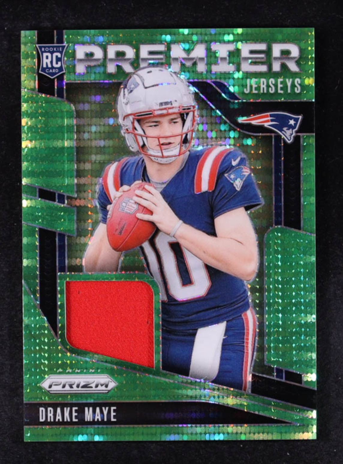 Drake Maye 2024 Panini Prizm Premier Jerseys Neon Green Pulsar #6 RC authentic-signatures