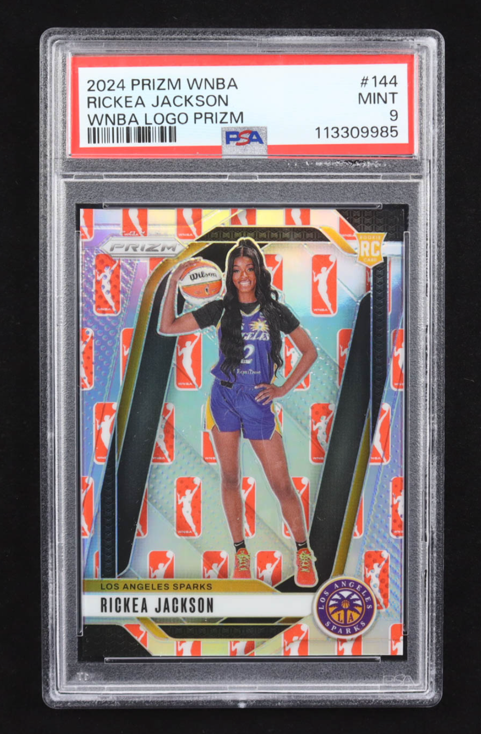 Rickea Jackson 2024 Panini Prizm WNBA Prizms WNBA Logo #144 RC (PSA 9) authentic-signatures