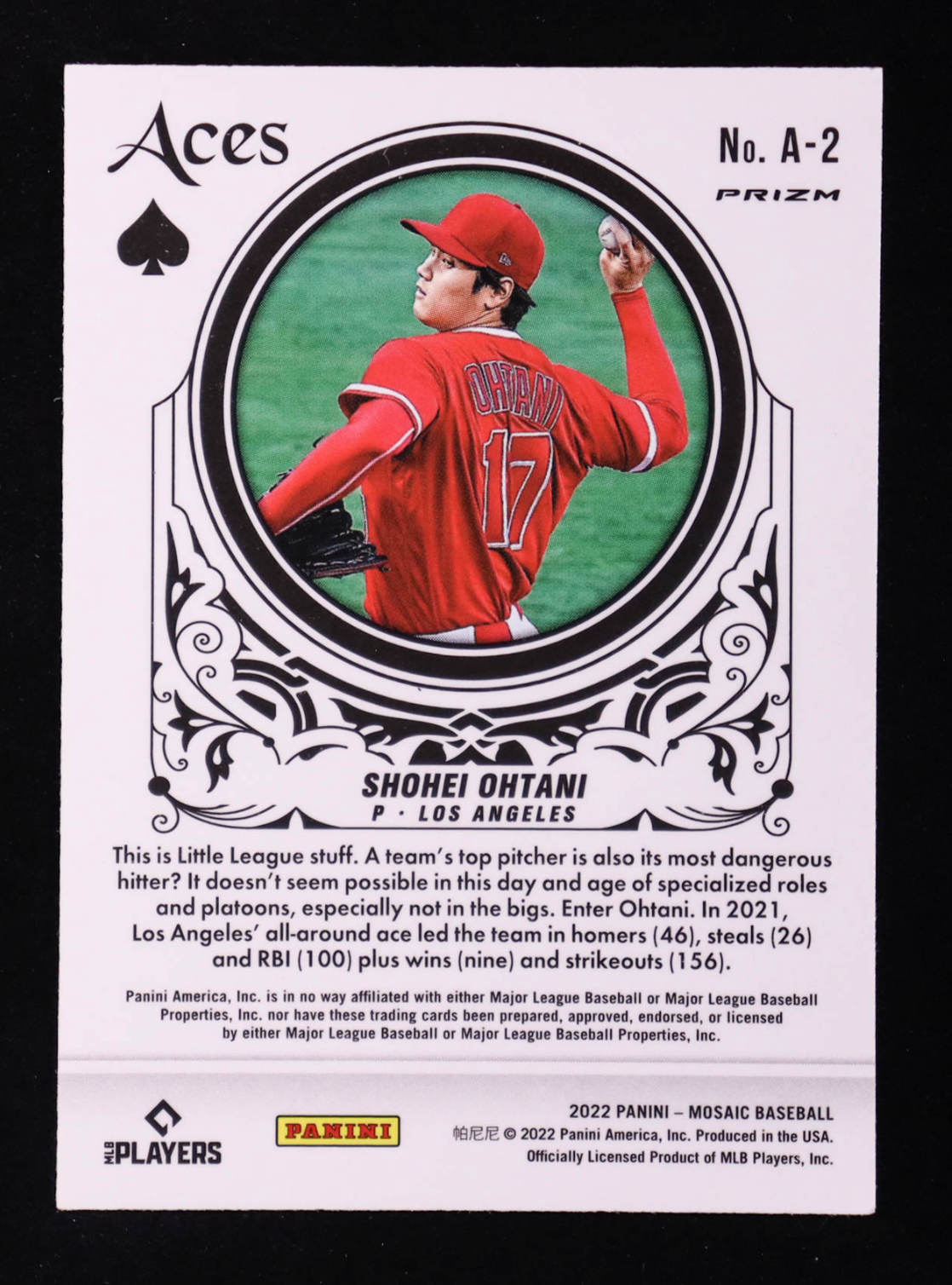 Shohei Ohtani 2022 Panini Mosaic Aces Mosaic Green #2 authentic-signatures