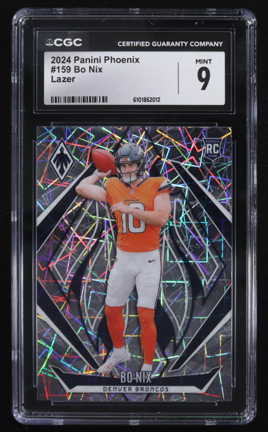 Bo Nix 2024 Panini Phoenix Lazer #159 RC (CGC 9) authentic-signatures