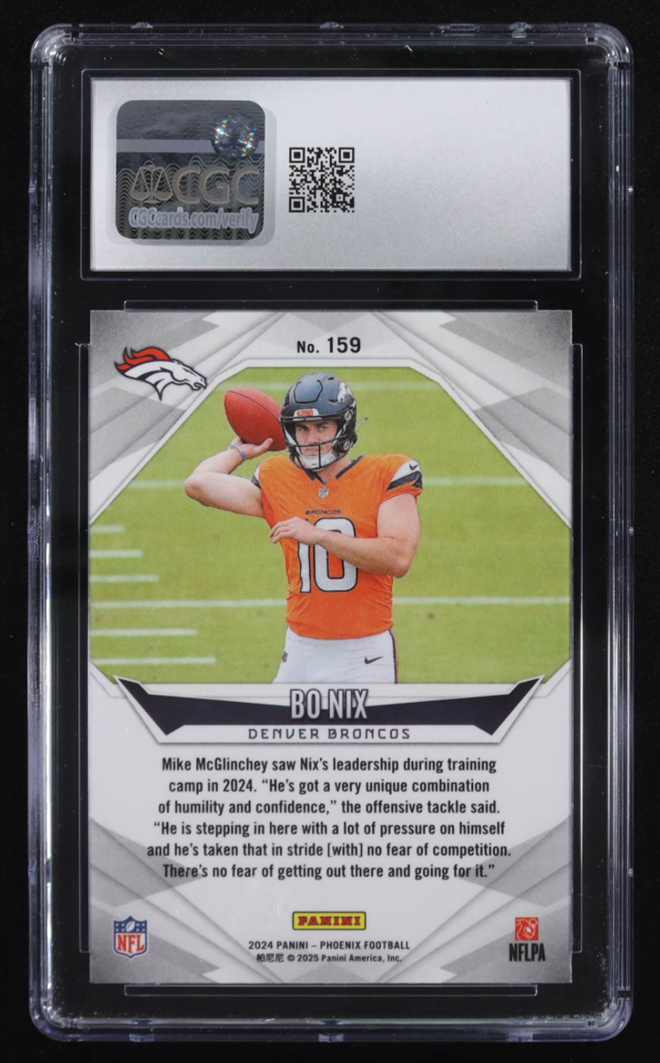 Bo Nix 2024 Panini Phoenix Lazer #159 RC (CGC 9) authentic-signatures