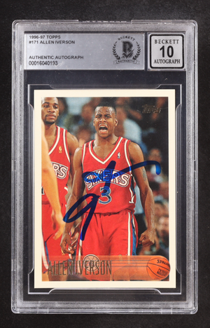 Allen Iverson Signed 1996-97 Topps #171 RC (BGS | Auto 10) authentic-signatures