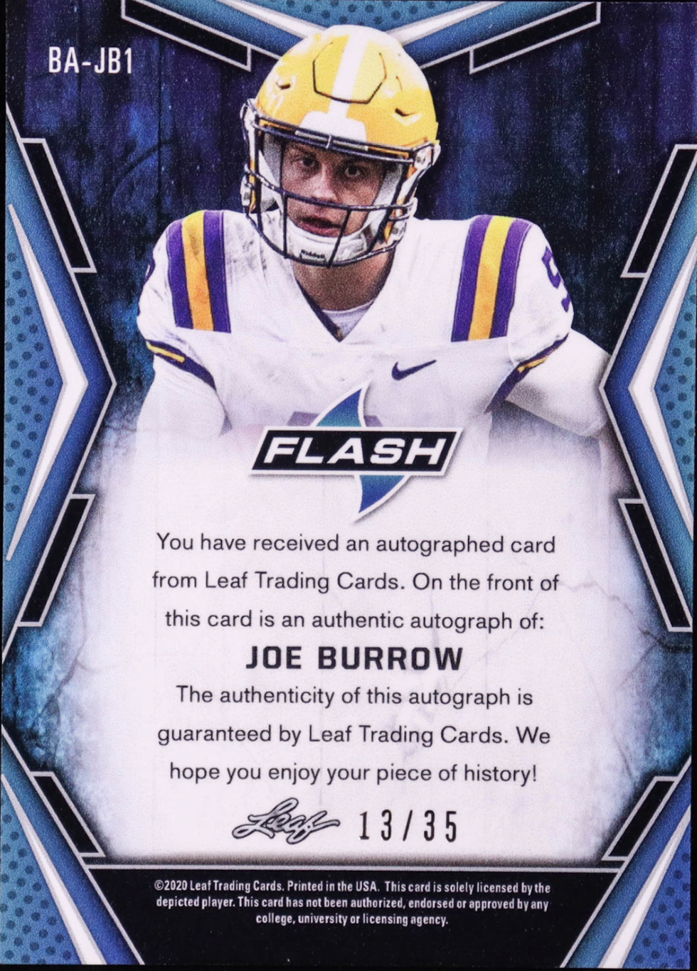 Joe Burrow 2020 Leaf Flash Autographs Blue #BAJB1 #13/35 RC authentic-signatures