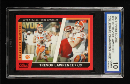 Trevor Lawrence 2021 Score Collegiate Champions Red #10 RC (ISA 10) authentic-signatures