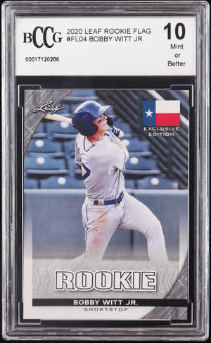 Bobby Witt Jr. 2020 Leaf Rookie Flag #FL04 RC (BCCG 10) authentic-signatures