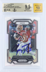 Christian McCaffrey San Francisco 49ers Autographed 2023 Panini Prizm Silver #267 (Beckett/Fanatics Witnessed 9.5 | Auto 10) authentic-signatures