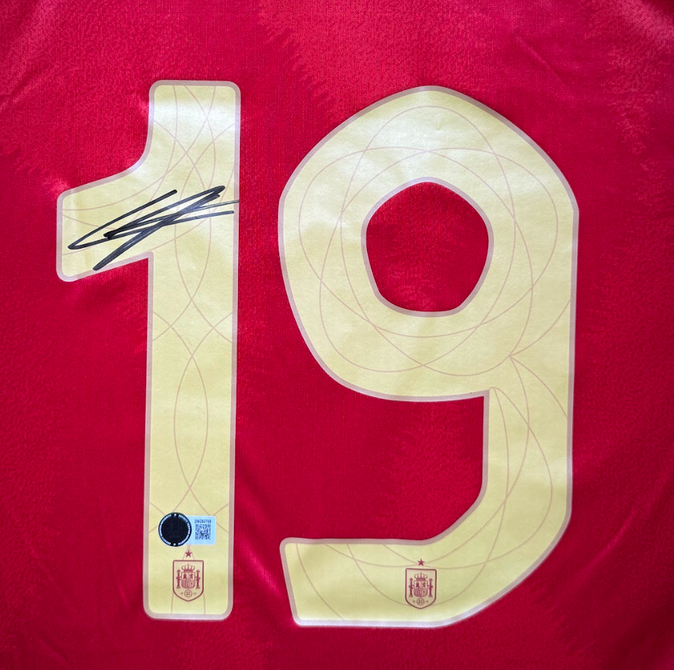Maillot Domicile Espagne Edition Euro 2024 signe par Lamine Yamal et Certifie par Beckett authentic-signatures
