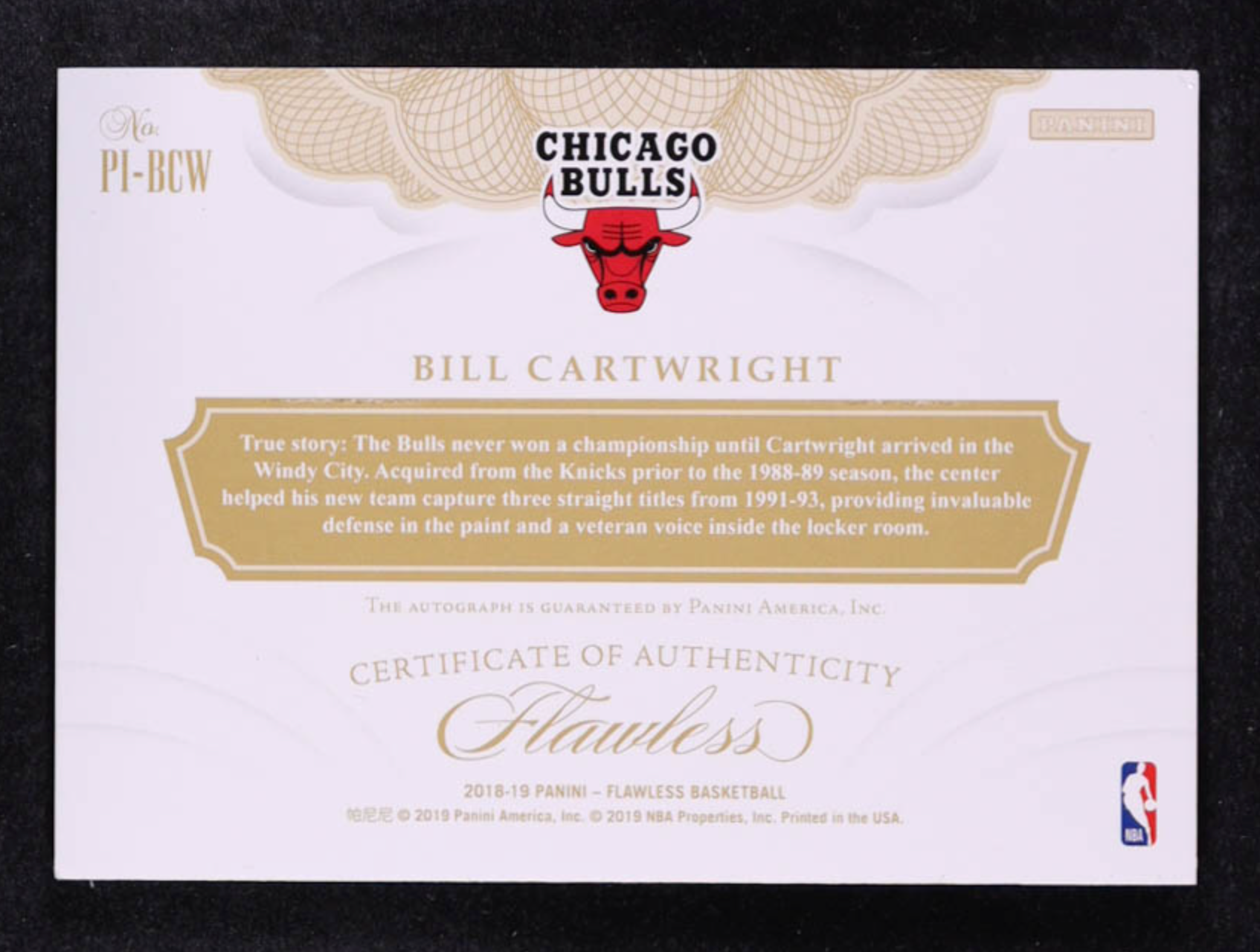 Bill Cartwright 2019 Panini National Treasures Colossal Materials Holo Gold #26 #14/25 authentic-signatures