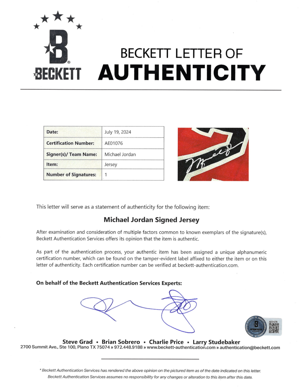 Maillot RARE 3 CERTIFICATIONS(PSA/Beckett/MichaelJordan Fondation) Authentique Domicile Chicago Bulls signe par Michael Jordan authentic-signatures